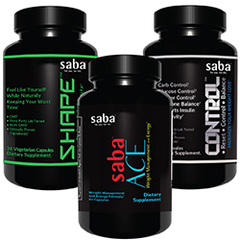 Saba Get Healthy At Home System - One 60-count Bottle of Saba ACE + One 60-count Bottle of Saba Control + One 30-count Bottle of Saba Shape